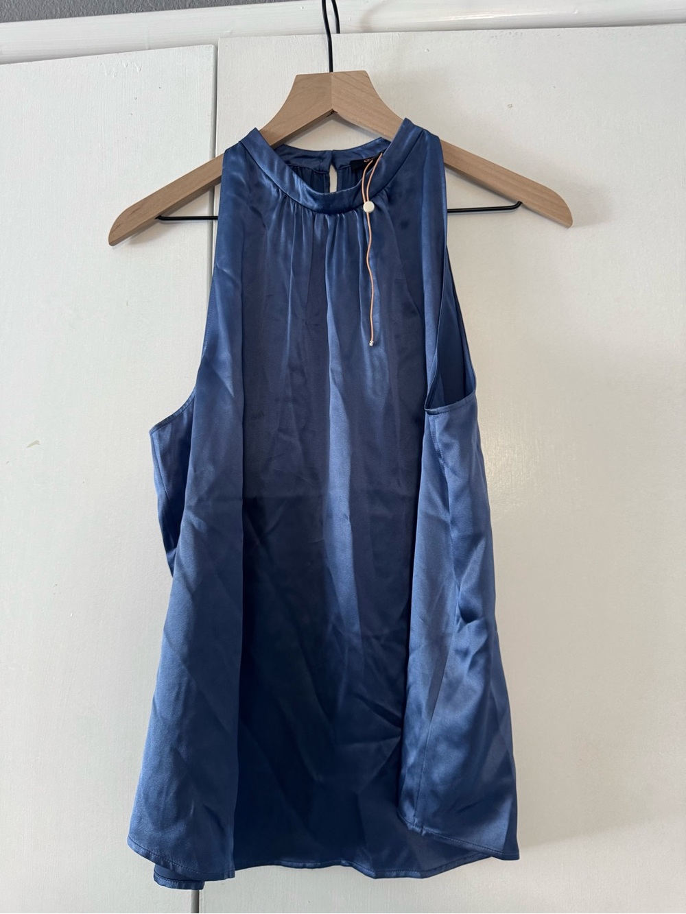 Quince 100% Washable Silk Halter Top XL Moonstone Blue - Picture 4 of 6